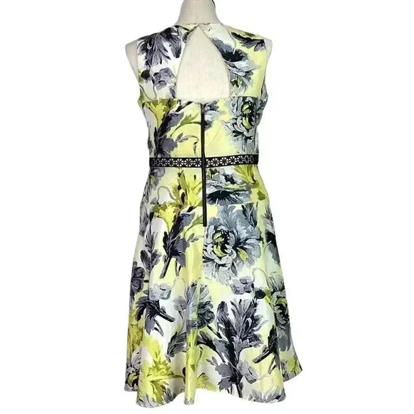 Dressbarn Dress Women 16 Multicolor Fit Flare Floral Sleeveless Lined Linen Look - Picture 6 of 9